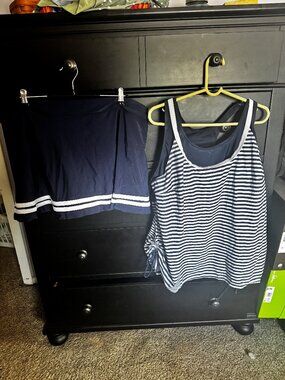 Navy Blue Sailor Inspired 2 Piece Tankini